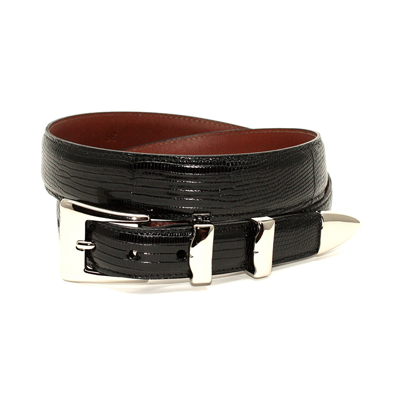Torino Leather Genuine Ringmark Lizard Belt Black Image