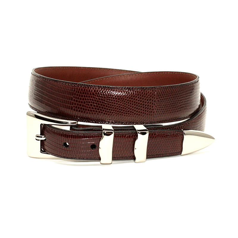 Torino Leather Genuine Ringmark Lizard Belt Cognac Image