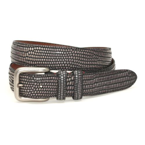 Torino Leather Iguana Calfskin Belt Grey Image
