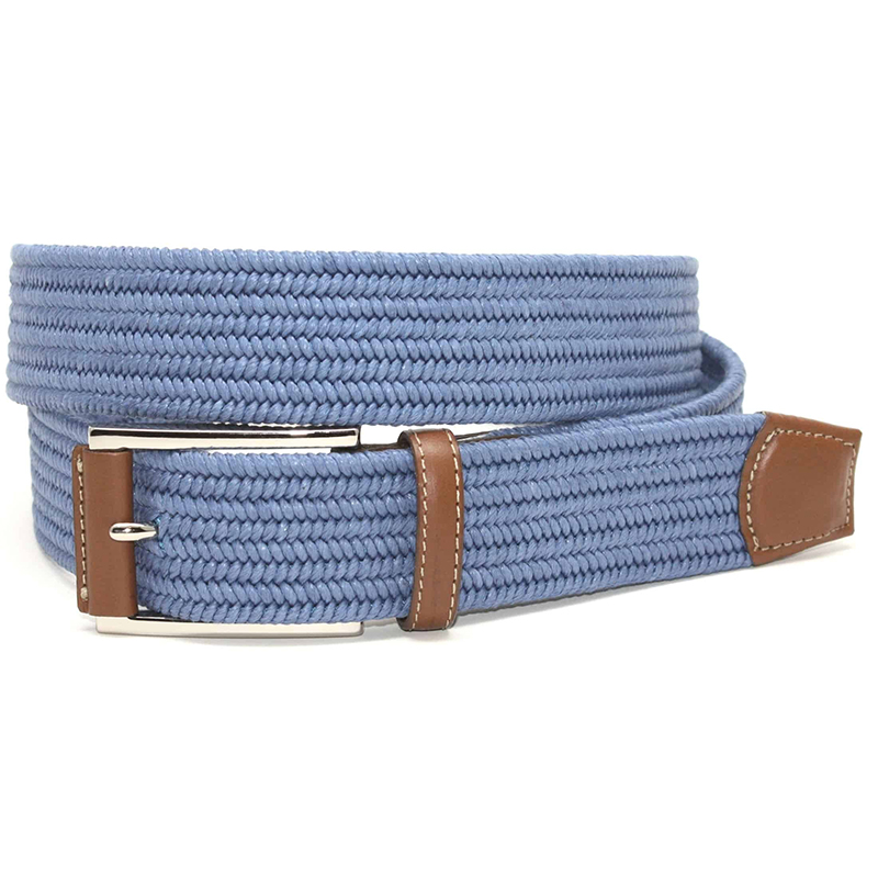 Torino Leather Italian Mini Woven Cotton Stretch Belt Royal Blue Image