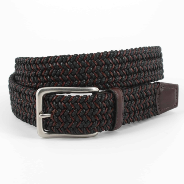 Torino Leather Italian Cotton & Woven Leather Belt Black / Brown