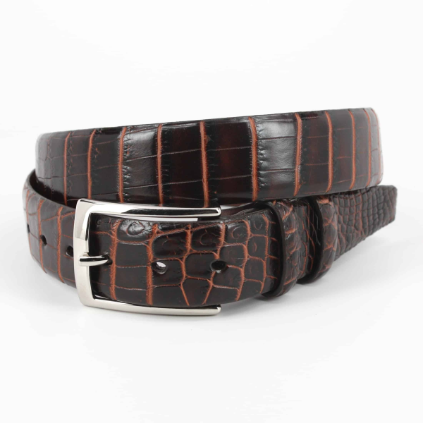 Torino Leather Nile Crocodile Belt Brown / Cognac Image