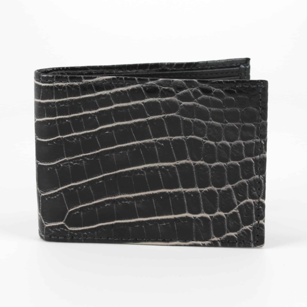 Torino Leather Nile Crocodile Billfold Wallet Black / White Image