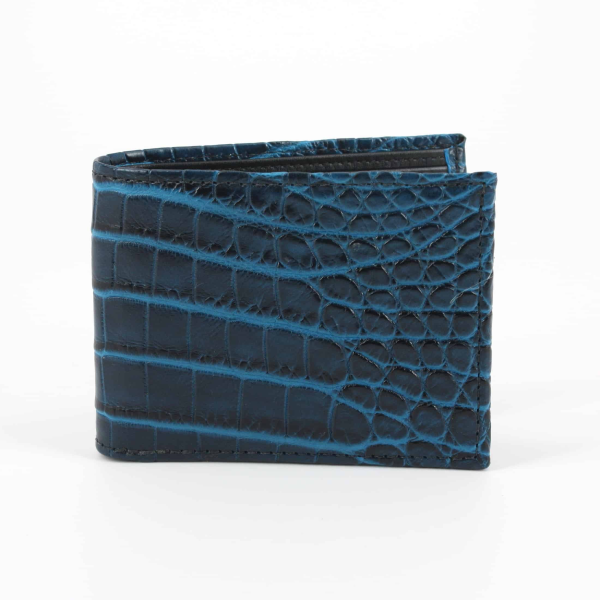 Torino Leather Nile Crocodile Billfold Wallet Navy Blue Image