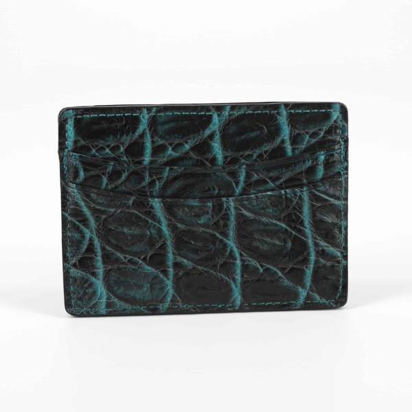 Torino Leather Nile Crocodile Card Case Black / Turquoise Image