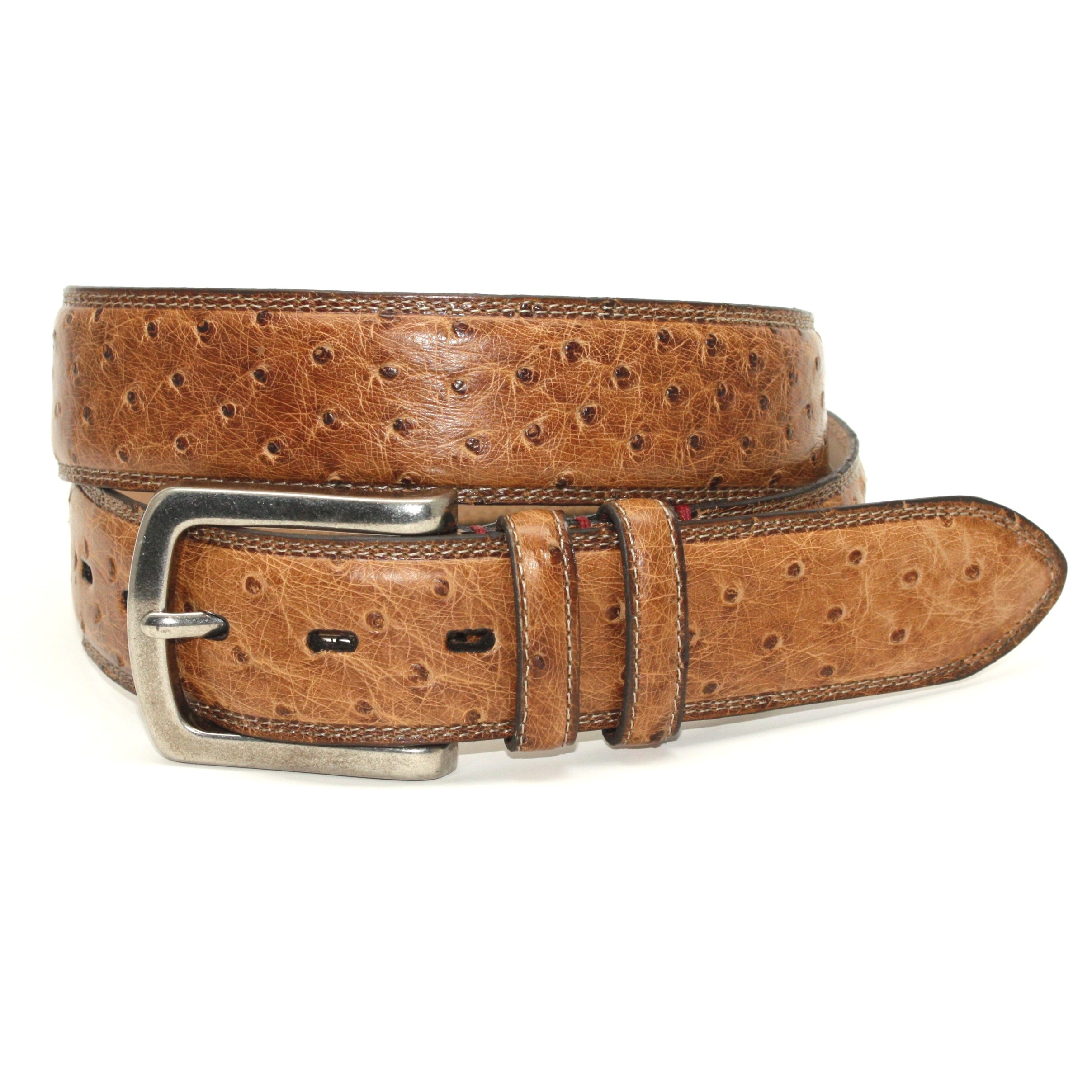 Torino Leather Genuine Ostrich Quill Belt Saddle Image