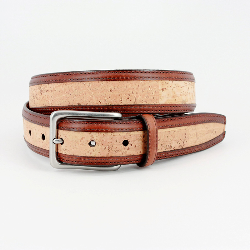 Torino Leather Portuguese Cork With Waxhide Leather Trim Belt Natural Image