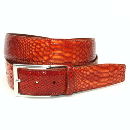 Torino Leather Python Embossed Calf Belt Orange Image