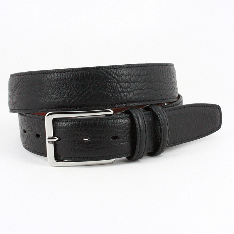 Torino Leather Shrunken Bull Shoulder Leather Belt Black Image