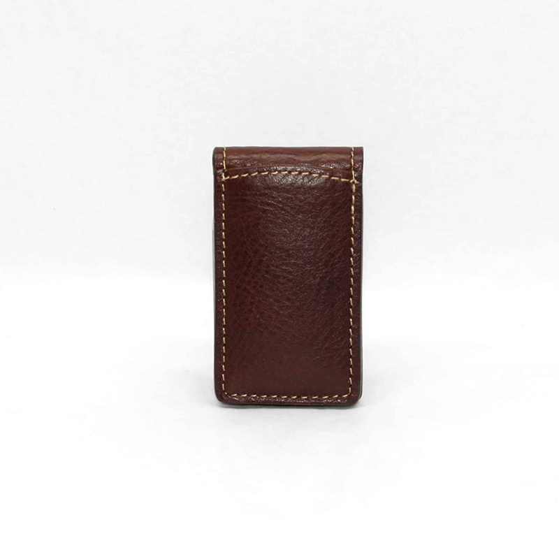 Torino Leather Tumbled Glove Leather Magnetic Money Clip Brown Image