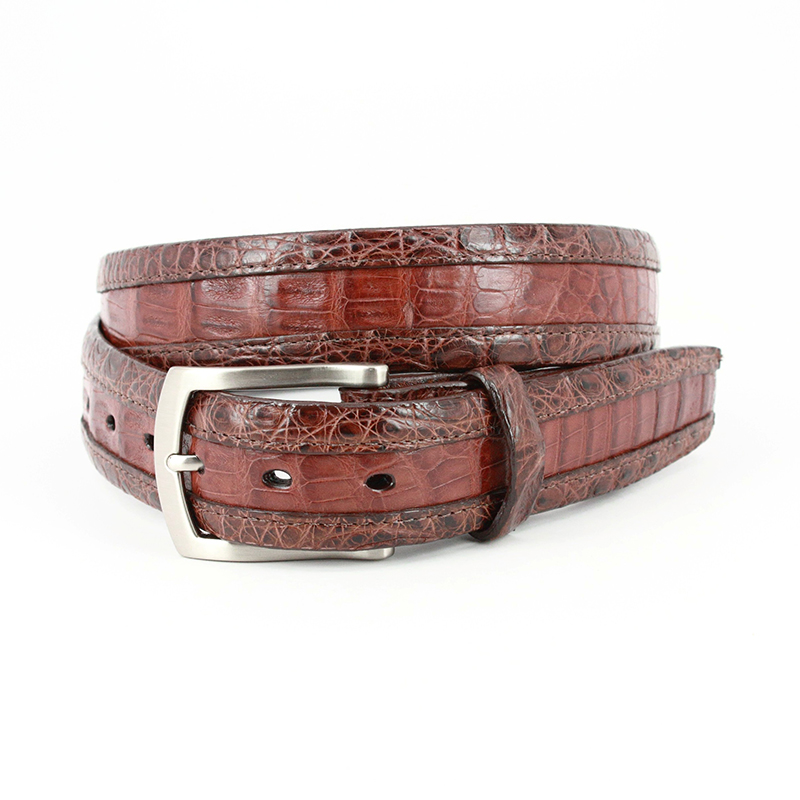 Torino Leather Two-tone South American Caiman Belt Brown / Cognac Image