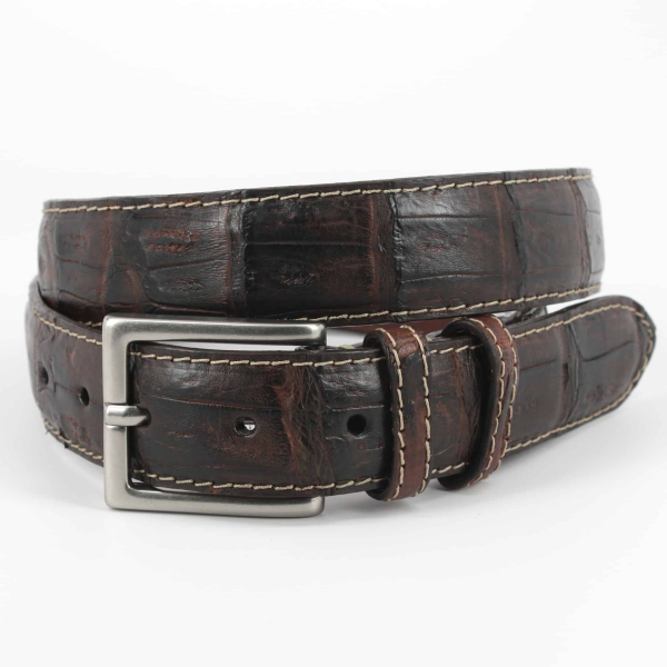 Torino Leather Vintage South American Caiman Belt Dark Brown Image