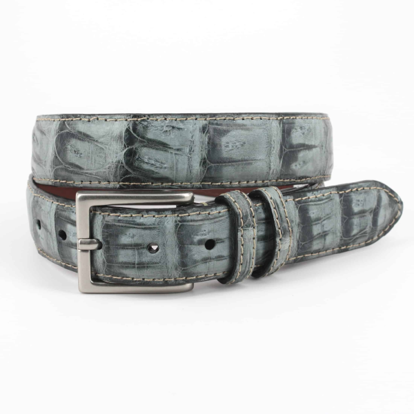 Torino Leather Vintage South American Caiman Belt Gray Image