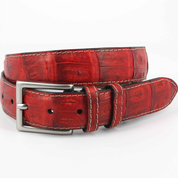 Torino Leather Vintage South American Caiman Belt Red Image
