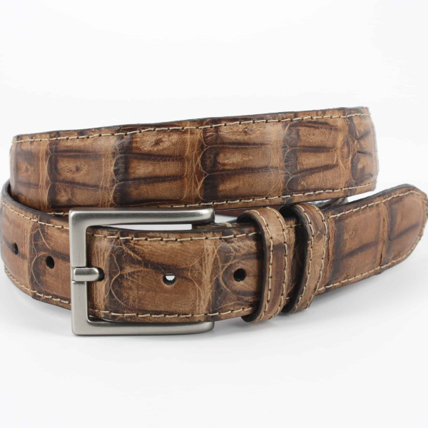 Torino Leather Vintage South American Caiman Belt Saddle Image