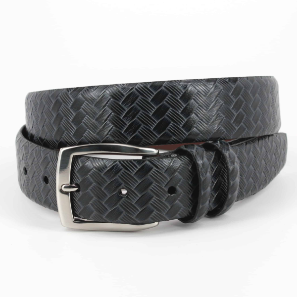 Torino Leather Woven Belt Black Image