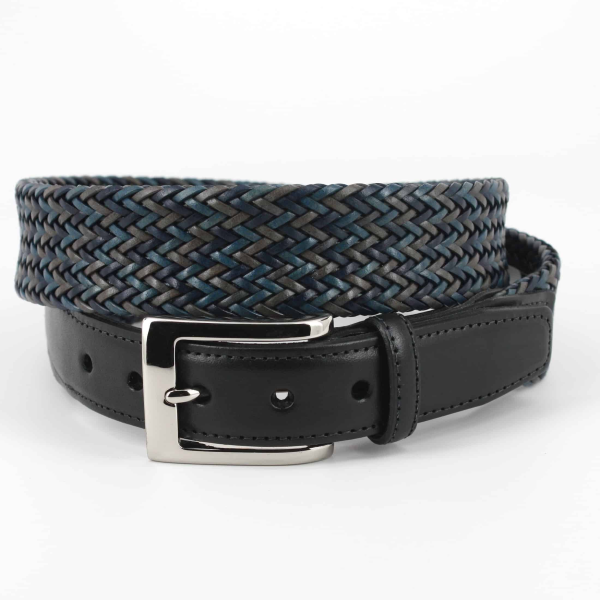 Torino Leather Woven Belt Multicolor Navy Image