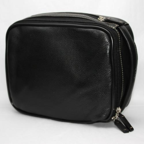Torino Leather Zip Travel Kit Tumbled Leather Black Image