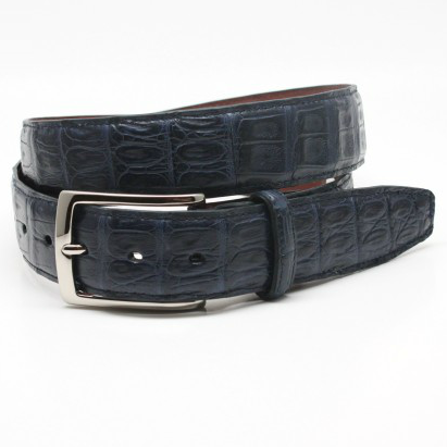 Torino Leather South American Caiman Belt Navy Image