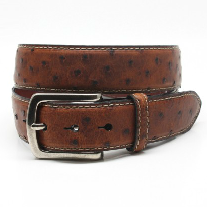 Torino Leather Waxed Ostrich Belt Saddle Image