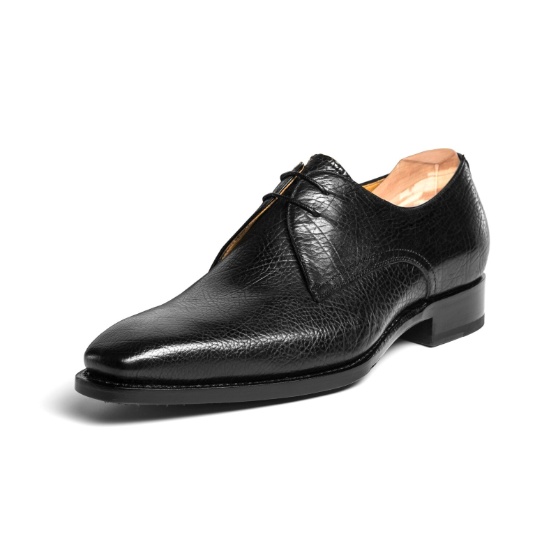 Ugo Vasare El Hud Grained Leather Derby Shoes Black Image
