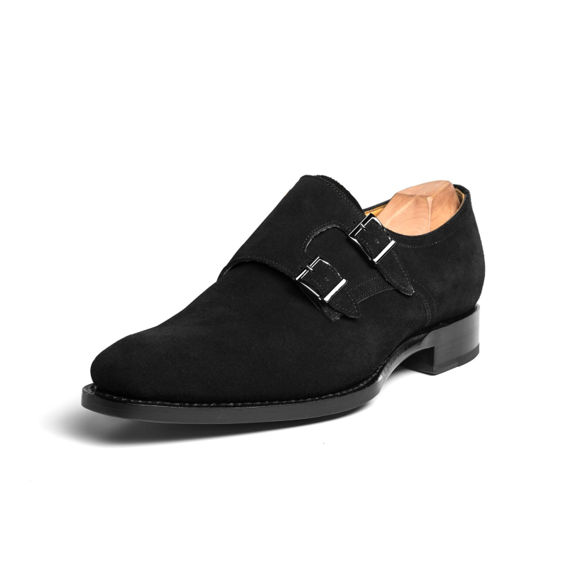 Ugo Vasare Neo Suede Double Monk Strap Shoes Black Image