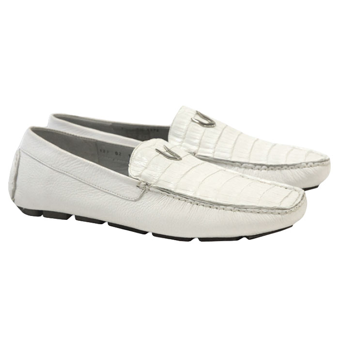 Vestigium Caiman Belly Driving Loafers White Image