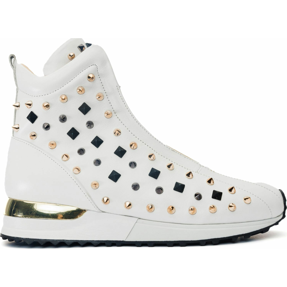 Vinci Leather The Infanta High-top White Spike Leather Sneaker Limited Edition For Men Image
