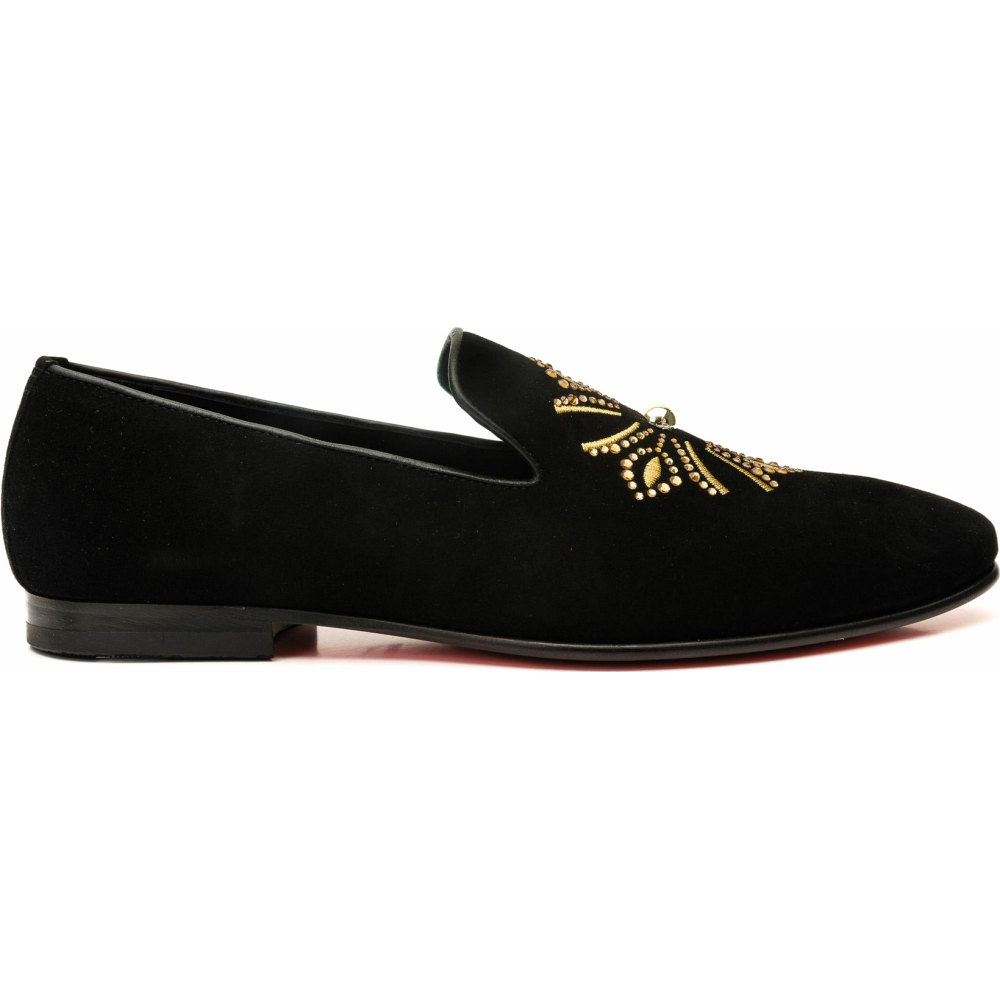 Vinci Leather The Lazio Shoe Black Suede Slip-on Loafer (9057) Image