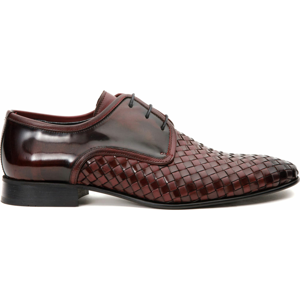 Vinci Leather The Safaga Burgundy Woven Derby Shoe (2096) Image