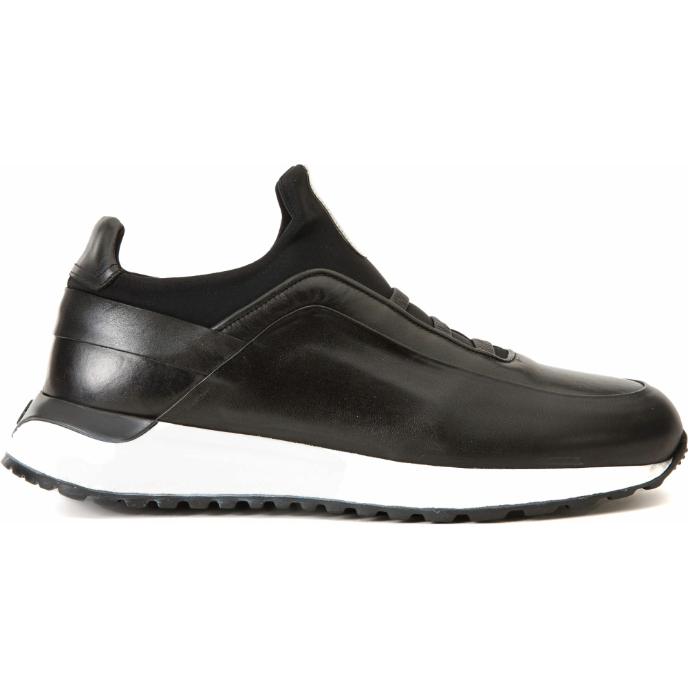 Vinci Leather The Sonoma Plain Black Leather Sneaker (D2122T) Image
