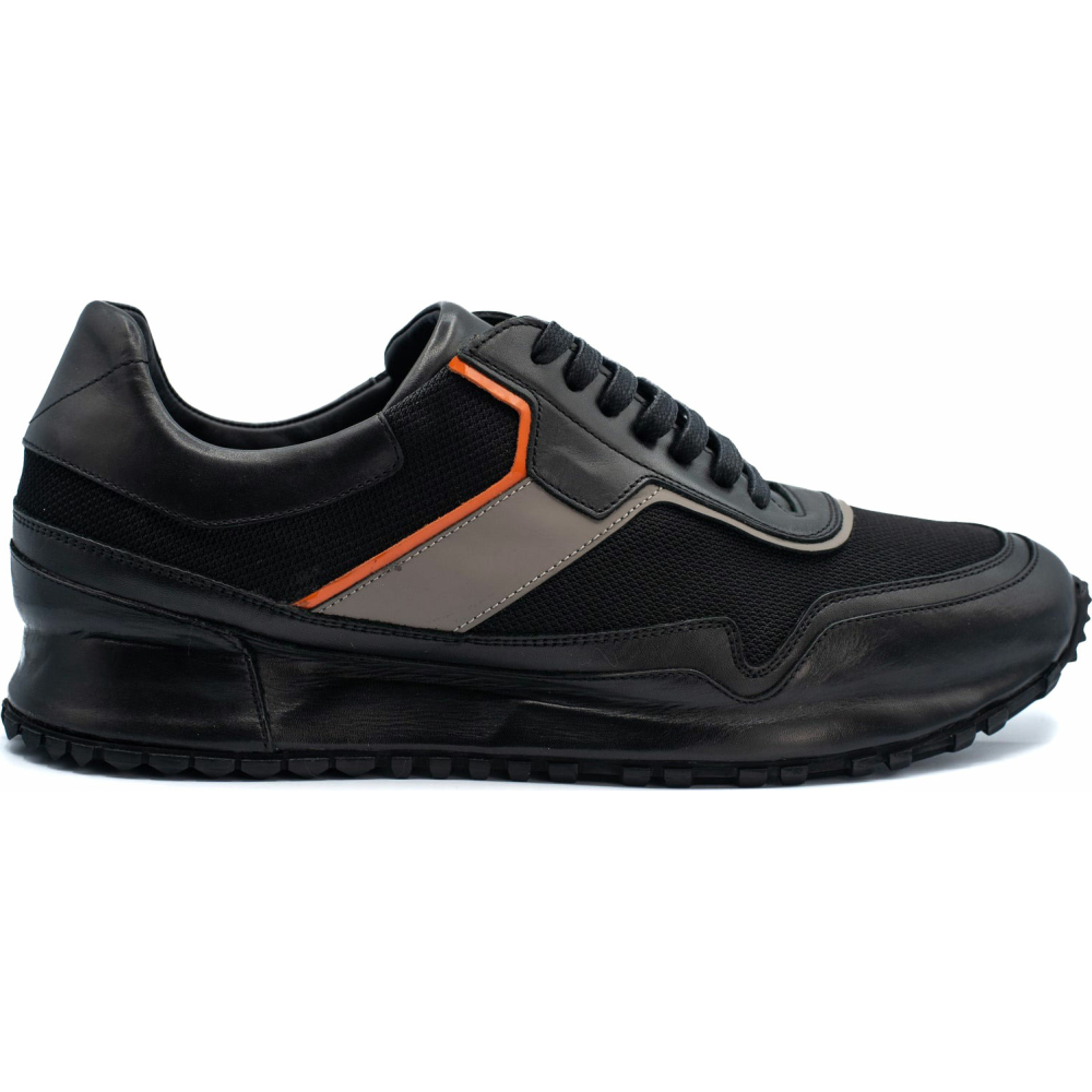 Vinci Leather The Tach Black Leather Sneaker (D-500T) Image