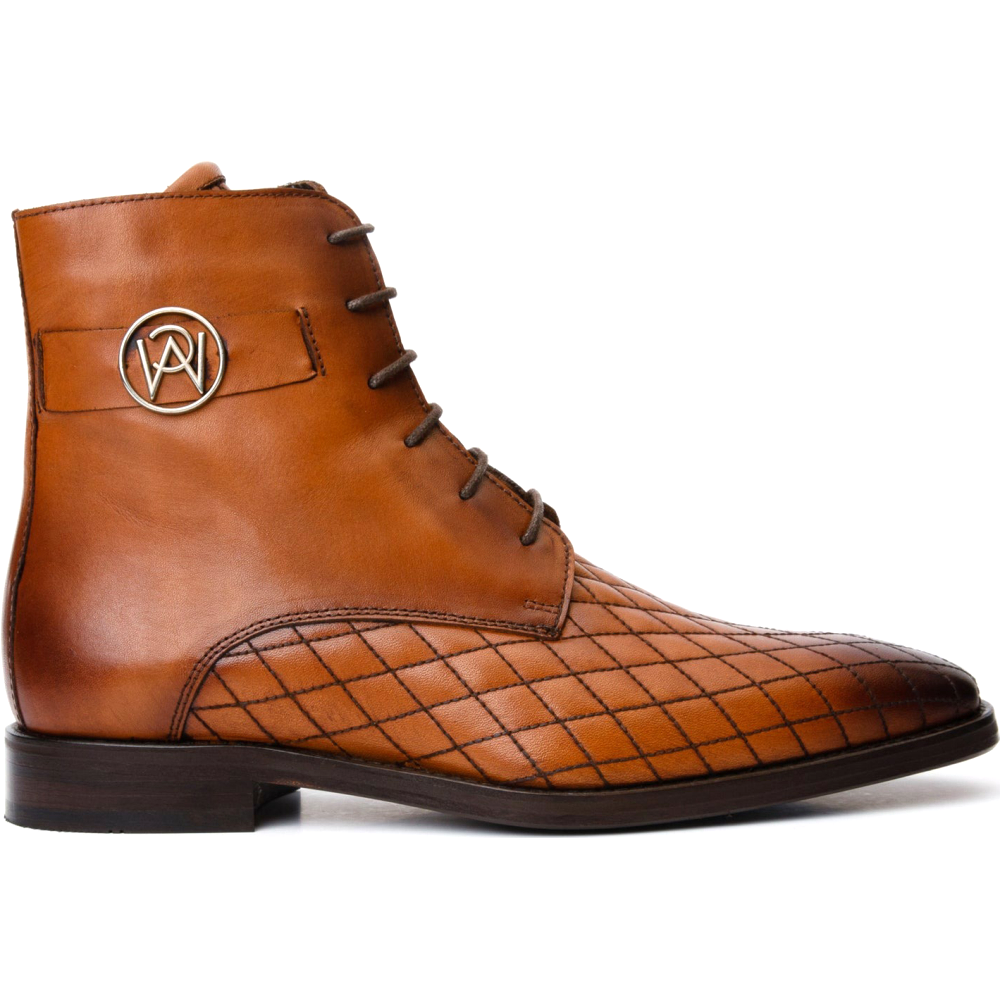Vinci Leather The Zeus Brown Leather Lace-up Boot With A Zipper (16071 T-1) Image
