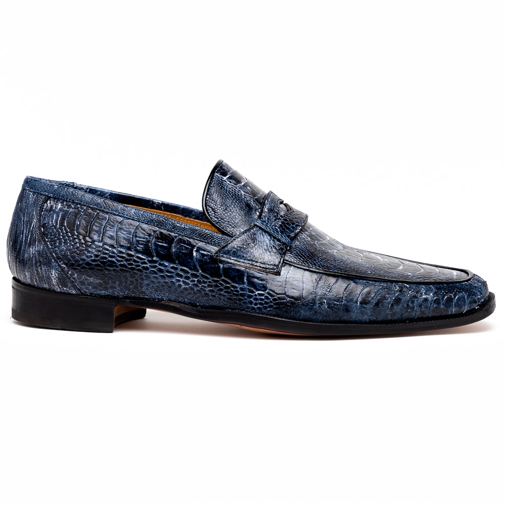 Mauri 4323 Ostrich Leg Loafers White/Blue (Special Order) Image