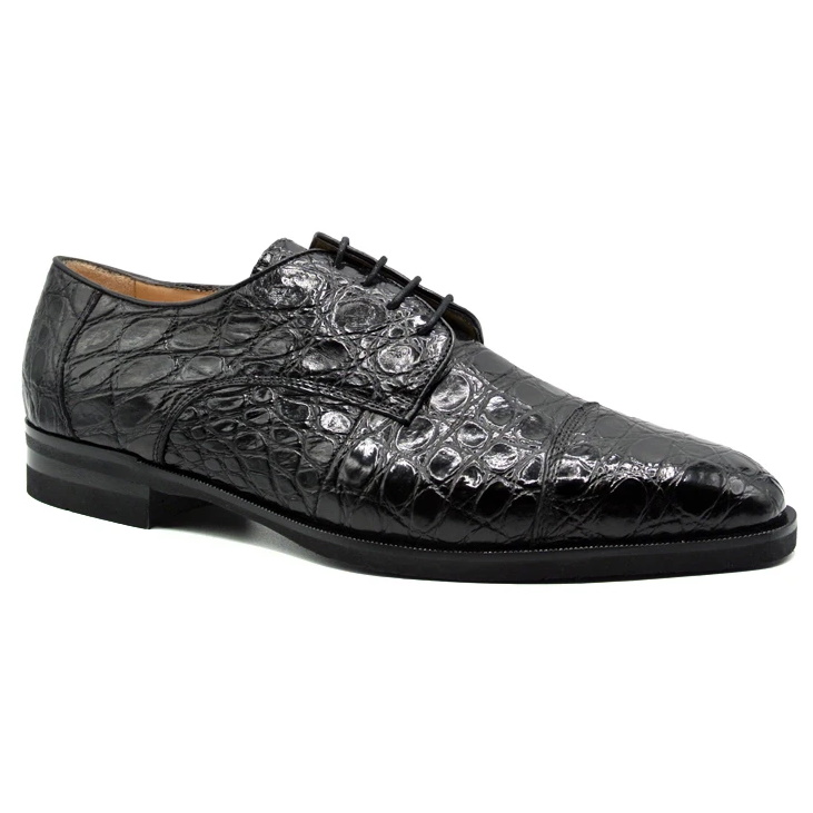 Zelli Andrea Crocodile Cap Toe Shoes Black Image