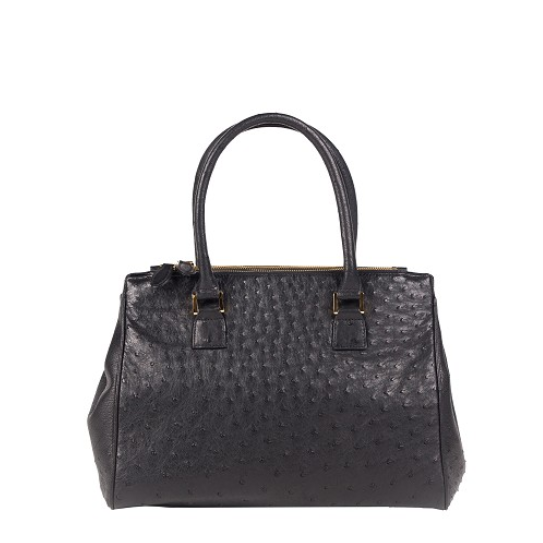 Zelli Bella Genuine Ostrich Handbag Black Image