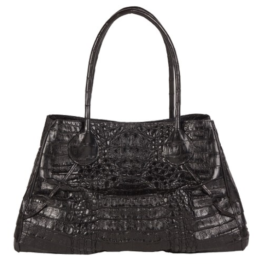 Zelli Gia Large Genuine Crocodile Handbag Black Image
