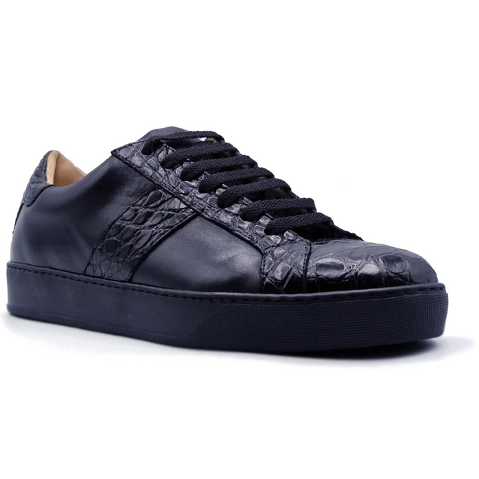 Zelli Luca Crocodile & Calfskin Sneakers Black Image