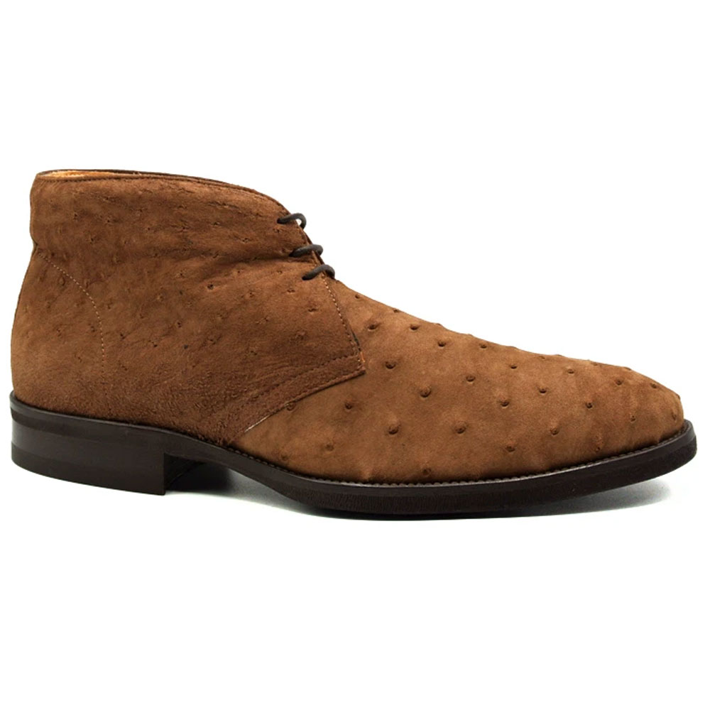 Zelli Marco Sueded Ostrich Chukka Boots Brown Image