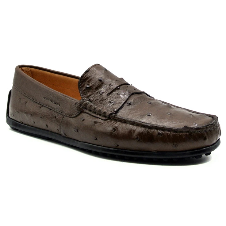 Zelli Monza Ostrich Quill Driving Loafers Brown Image