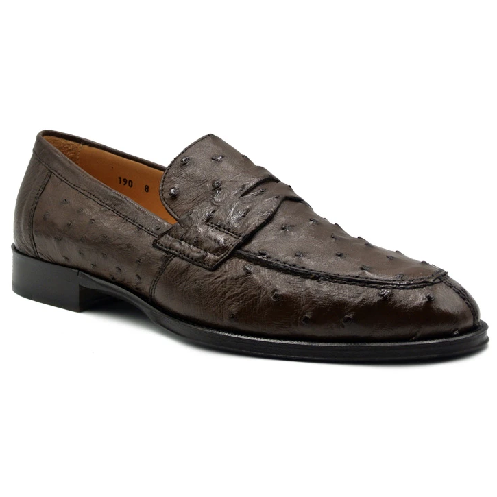 Zelli Roma Ostrich Quill Penny Loafers Brown Image