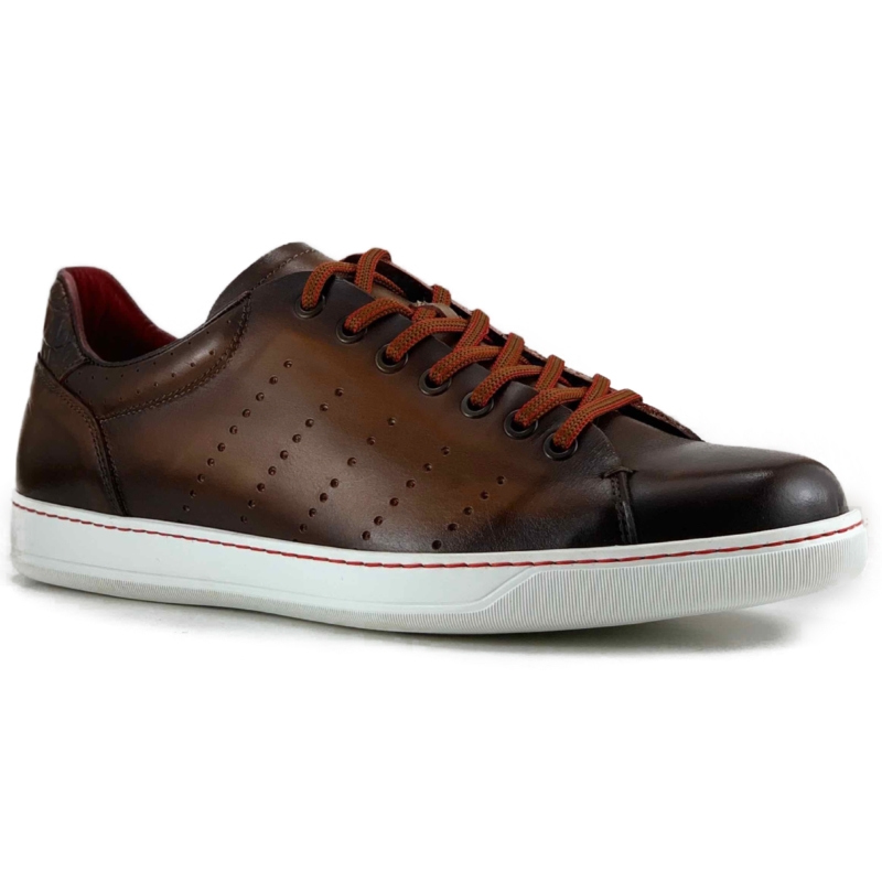 Zelli Russo Calfskin & Crocodile Sneakers Brown Image
