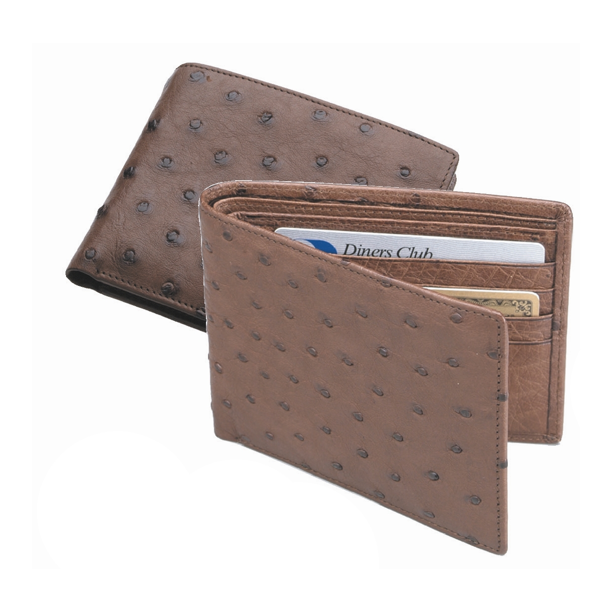 Zelli Ostrich Bi-Fold Wallet Brown Image