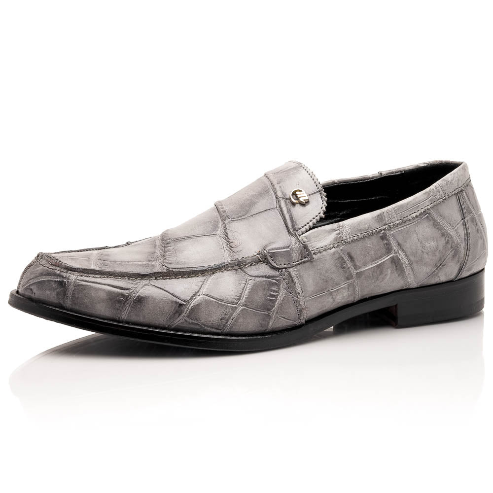 Mauri 1028 Alligator Loafers Hand Painted Light Grey 