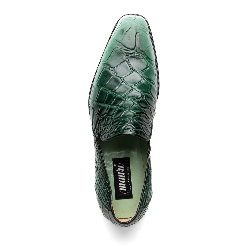 Mauri 1044/3 Montecarlo Alligator Loafers White / Dirty Brilliant Green