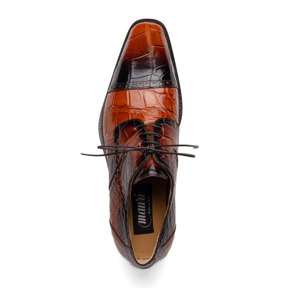Mauri 1087/2 Flawless Alligator Cap Toe Derby Cognac / Dirty Gold (Special Order)
