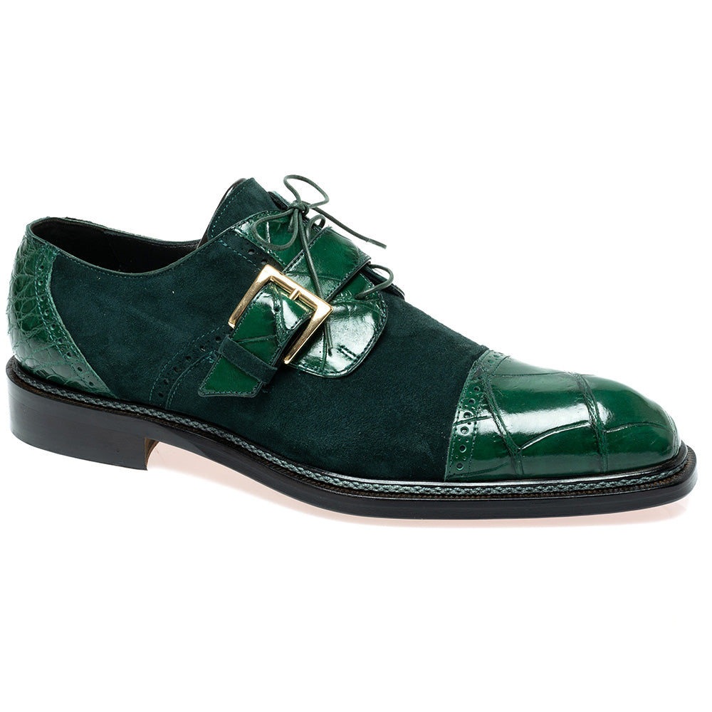 Mauri 1087/4 Alligator & Suede Cap Toe Buckle Derby Hunter Green Mauri 1087/4 Alligator & Suede Cap Toe Buckle Derby Hunter Green