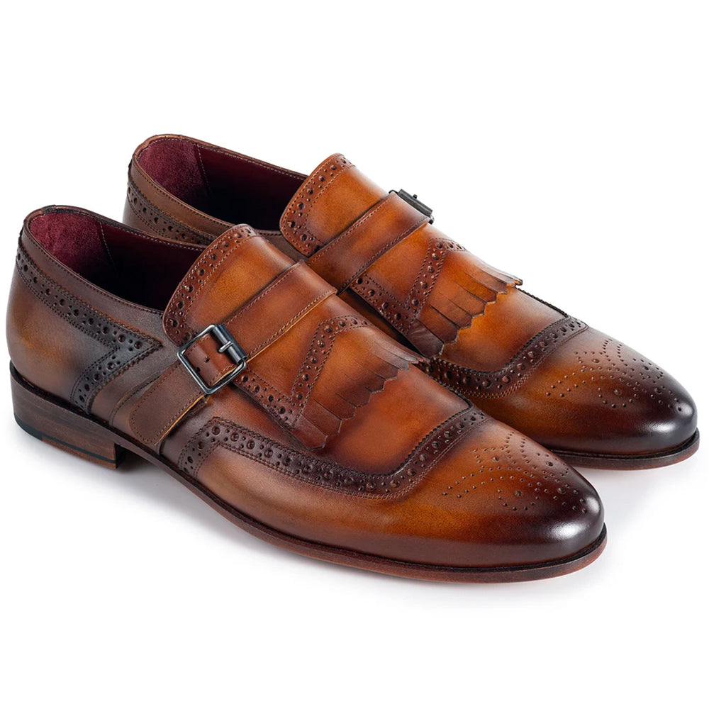 Paul Parkman Men's Kiltie Monkstrap Shoes Brown