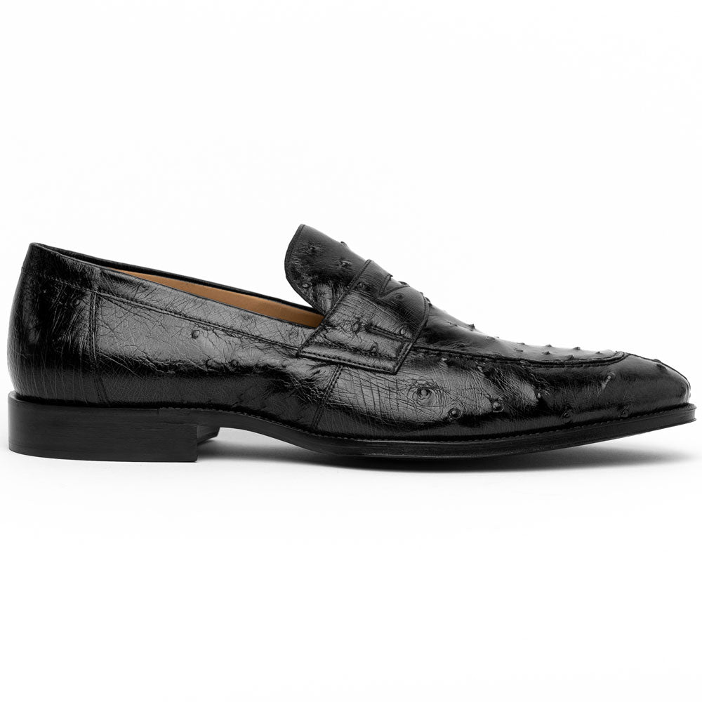 Zelli Roma Ostrich Quill Penny Loafers Black