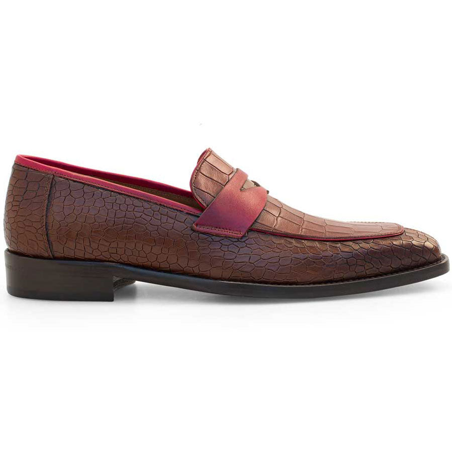 Mezlan Two-Toned Penny Loafer Burgundy / Dark Burgundy  display picture 1